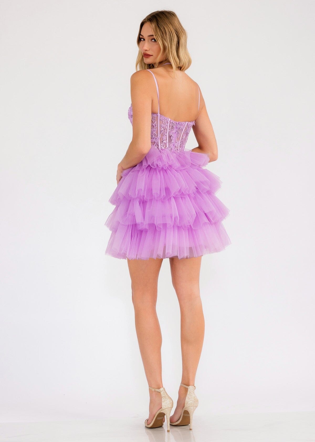Applique Short Sleeveless Tiered Dress by Juliet JT923S - product image 18