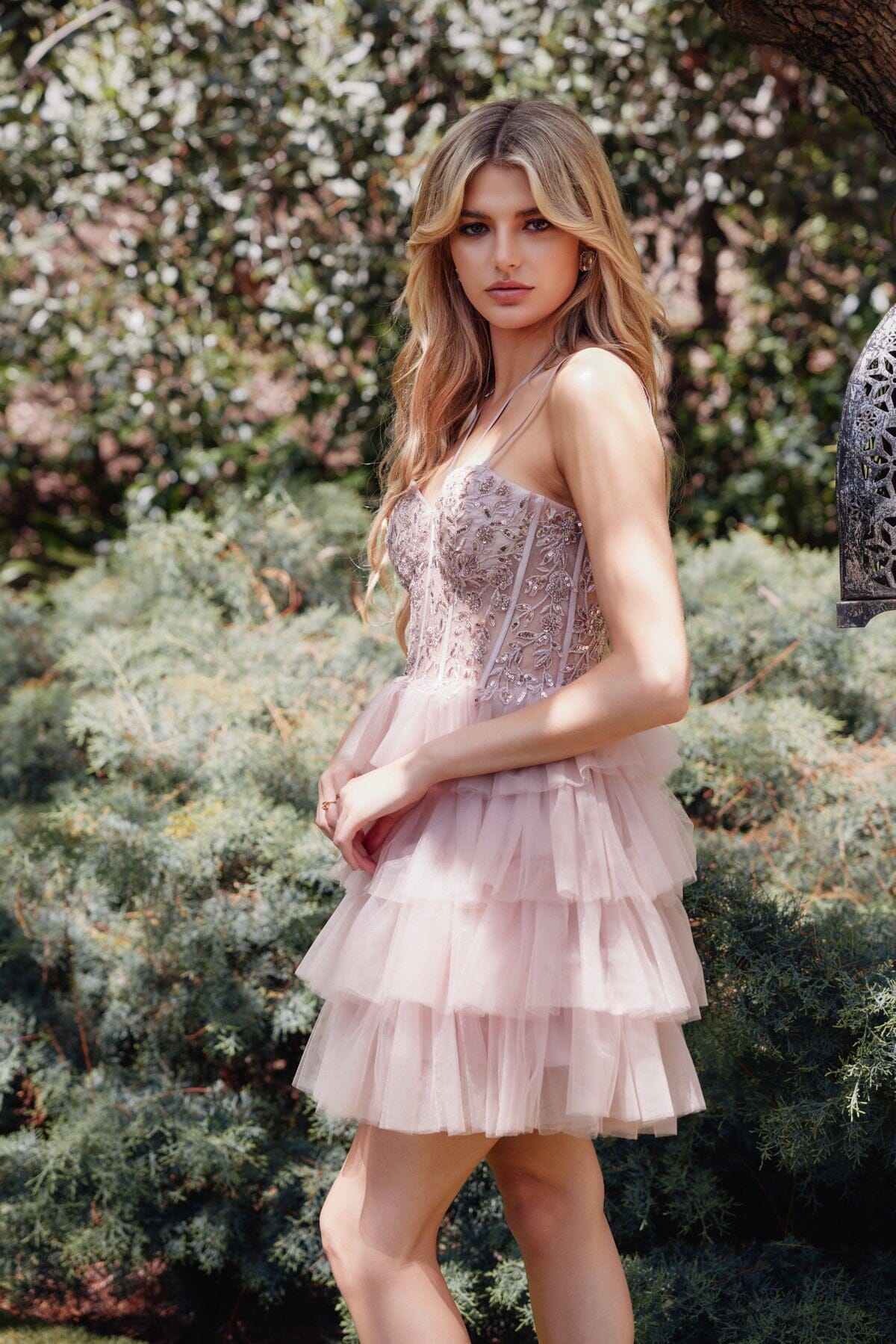 Applique Short Sleeveless Tiered Dress by Juliet JT923S - product image 4