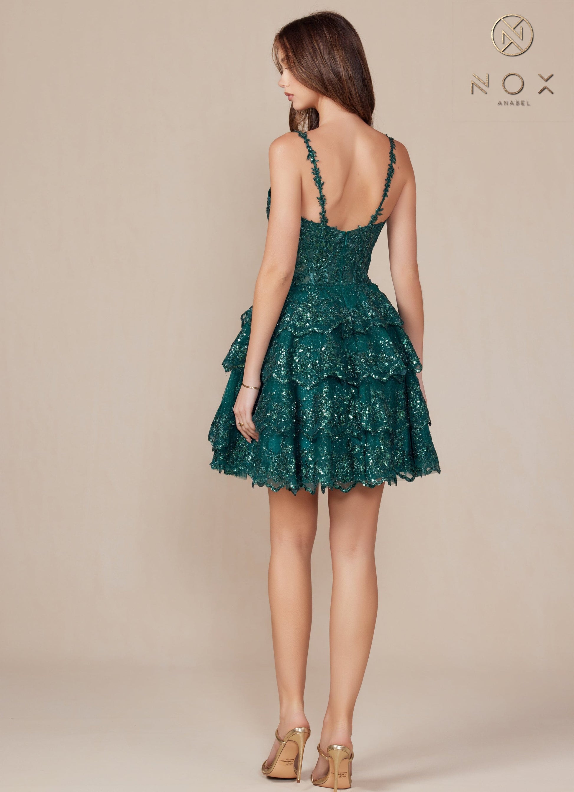 Applique Short Sleeveless Tiered Dress by Nox Anabel E914 - product image 12