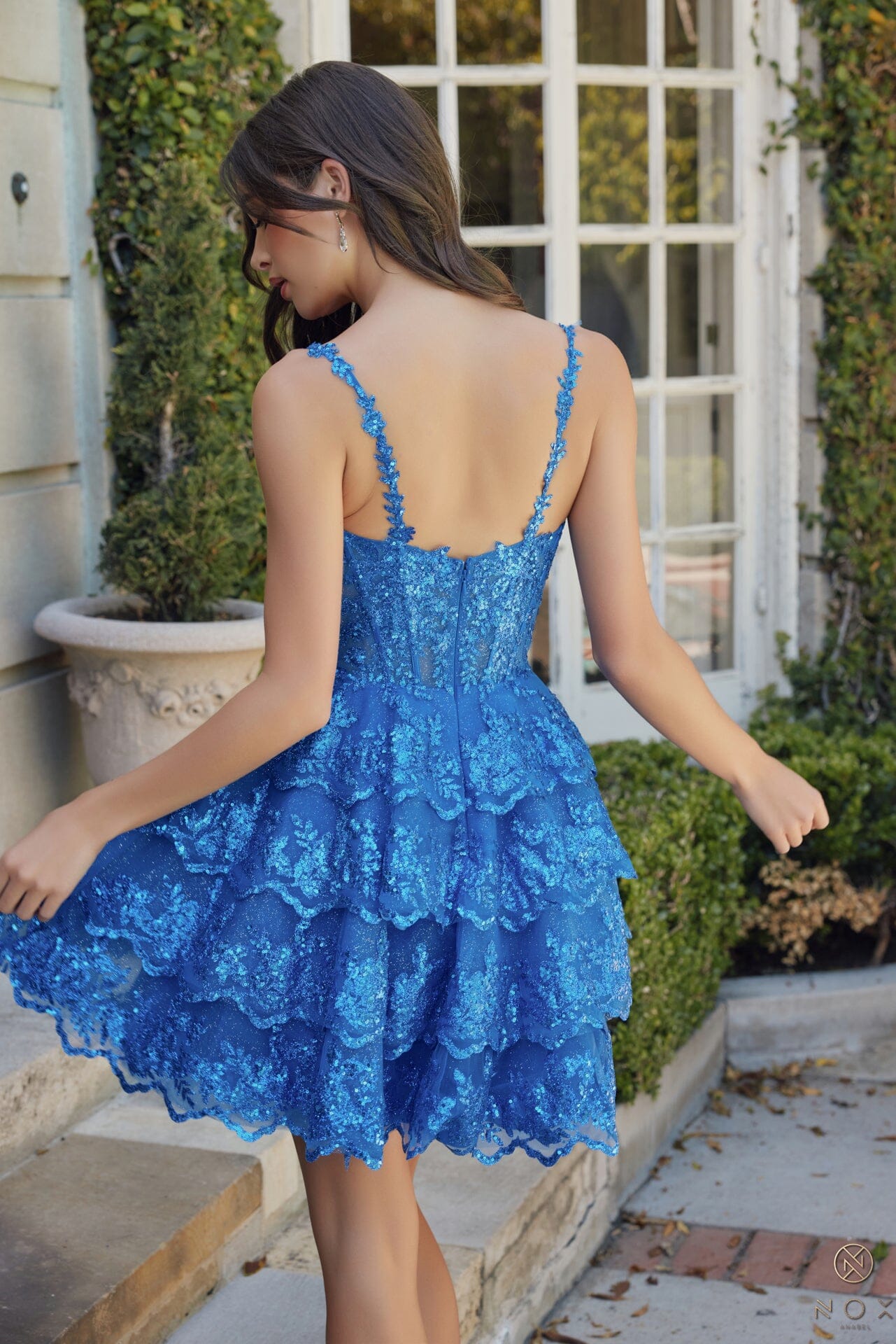 Applique Short Sleeveless Tiered Dress by Nox Anabel E914 - product image 2