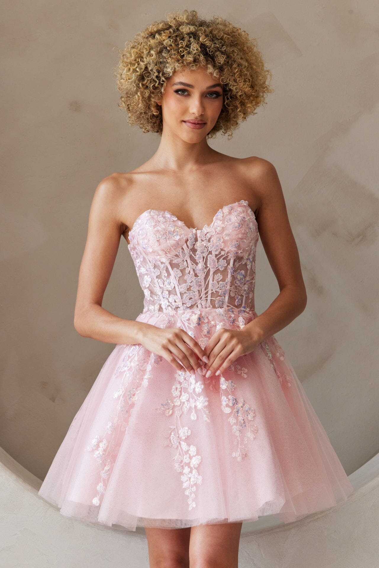 Applique Short Strapless A-line Dress by Amelia Couture BZ9024S - product image 5