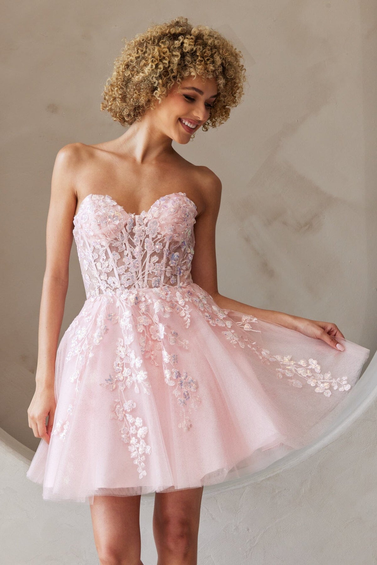 Applique Short Strapless A-line Dress by Amelia Couture BZ9024S - product image 6