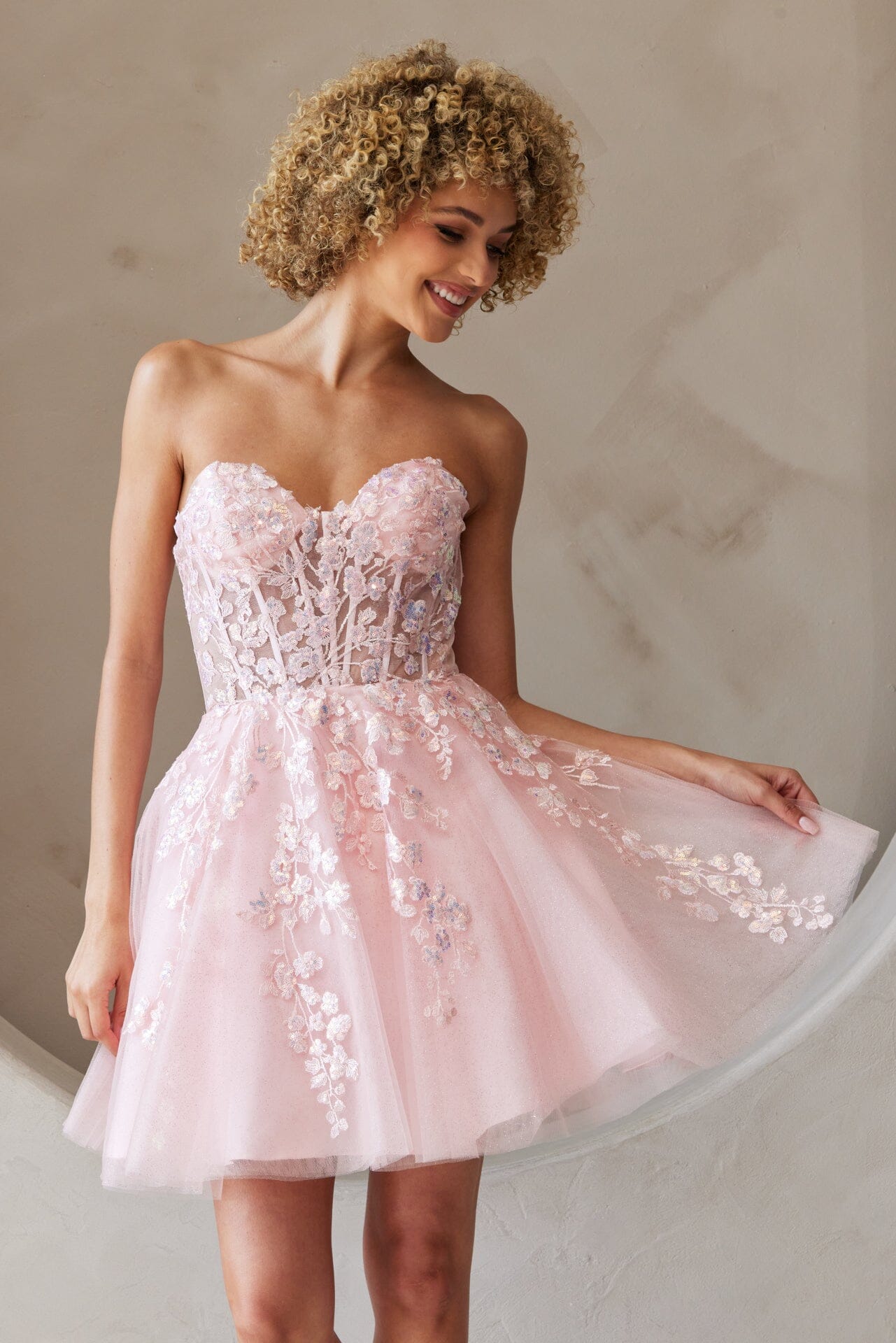 Applique Short Strapless A-line Dress by Amelia Couture BZ9024S - product image 6
