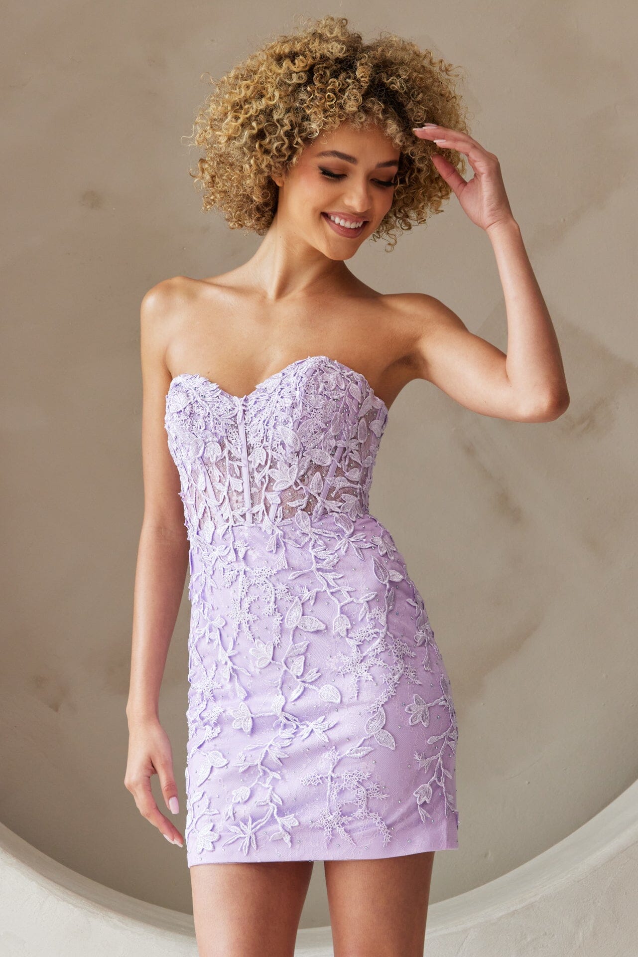 Applique Short Strapless Dress by Amelia Couture 7053S - product image 8