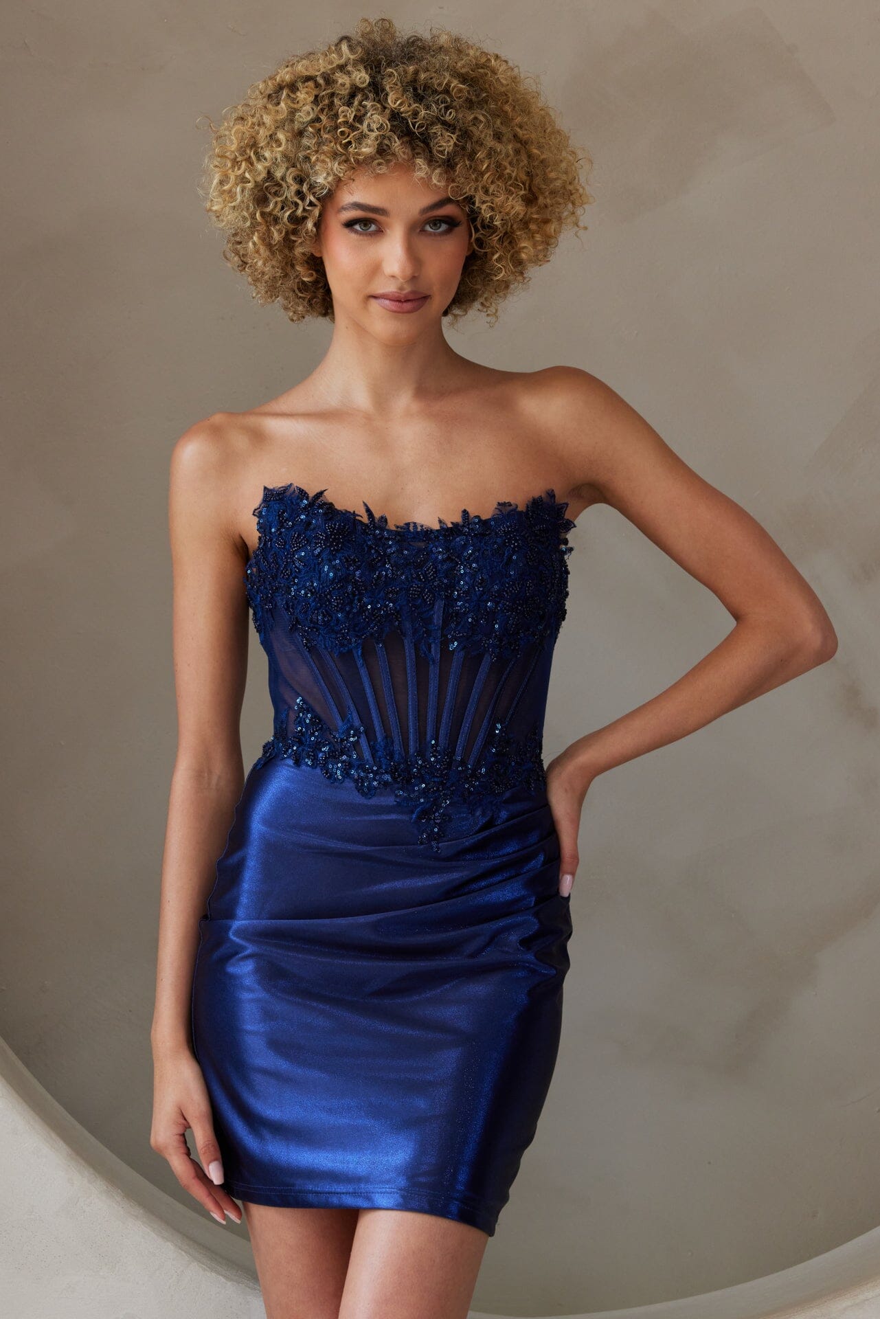 Applique Short Strapless Dress by Amelia Couture BZ9025S - product image 6