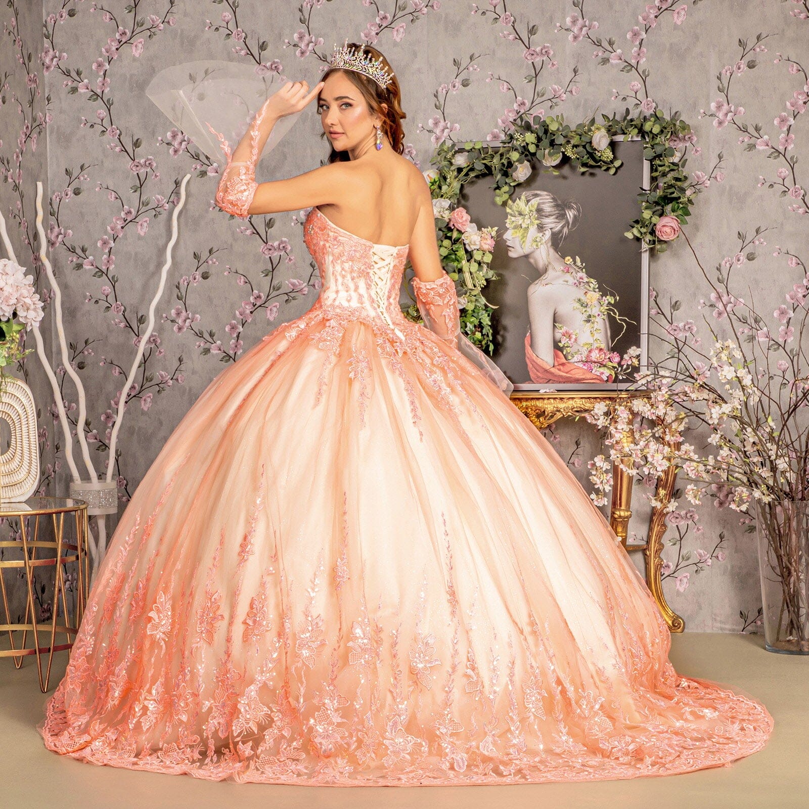Applique Strapless Bell Sleeve Ball Gown by GLS Gloria GL3235 - product image 6
