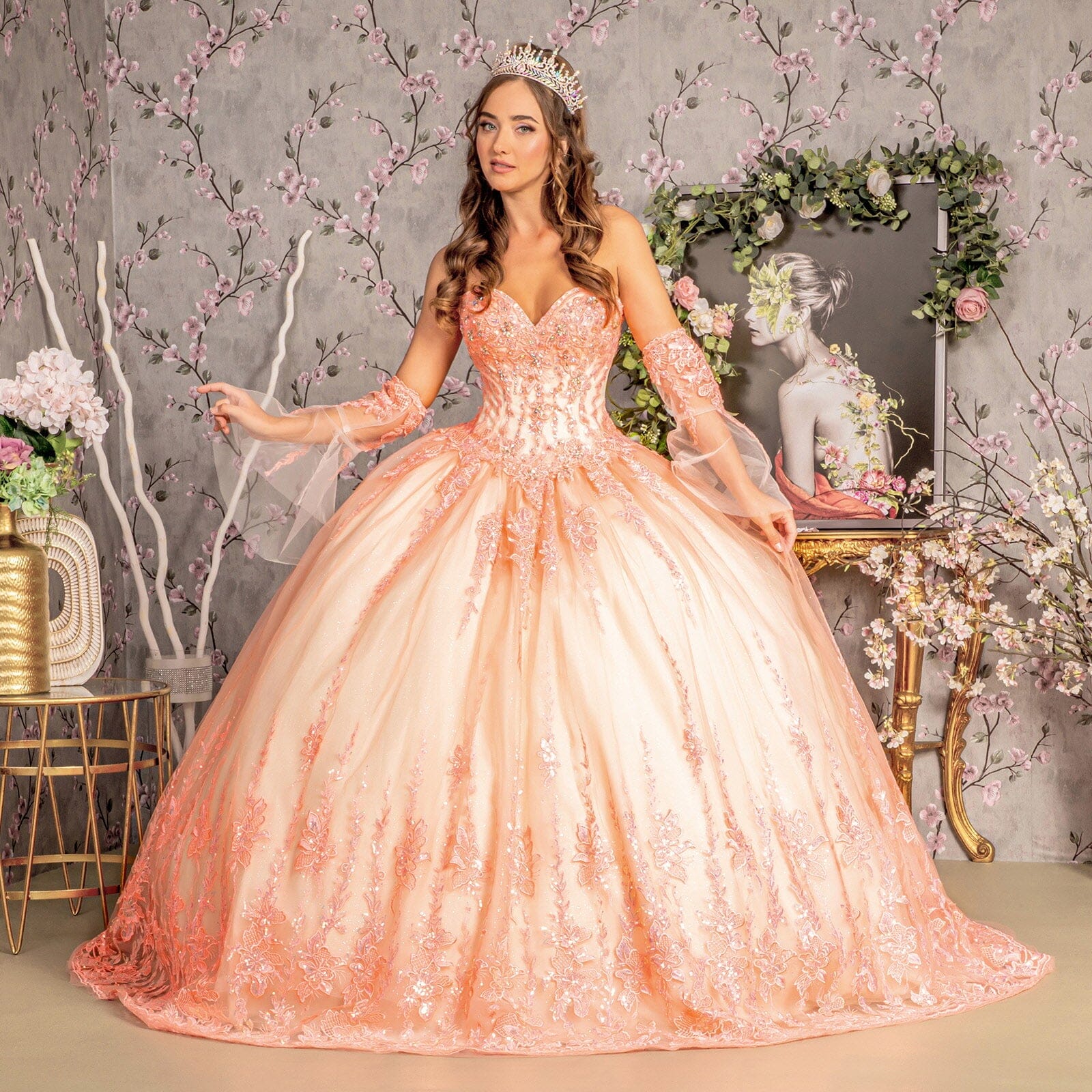 Applique Strapless Bell Sleeve Ball Gown by GLS Gloria GL3235 - product image 5