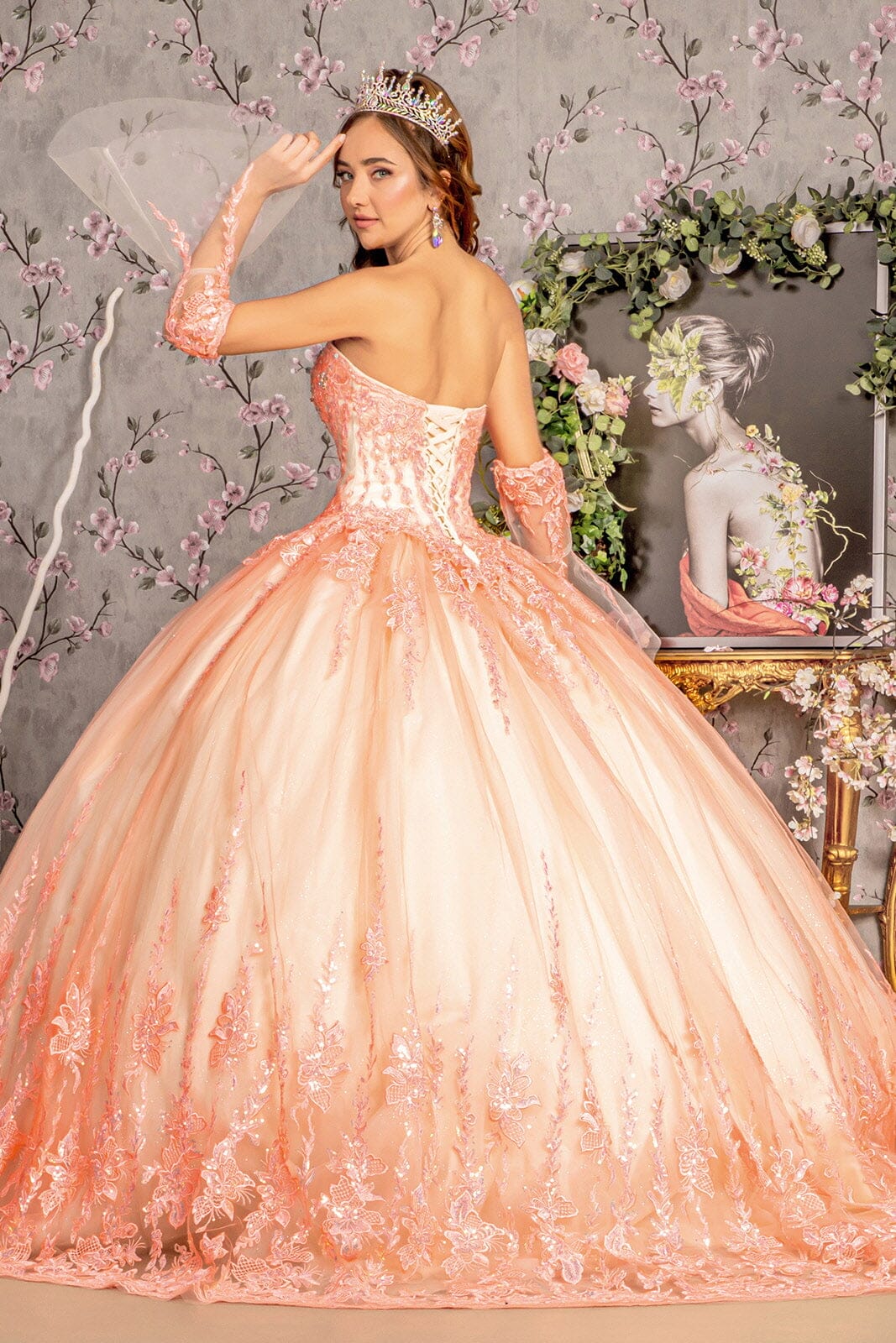 Applique Strapless Bell Sleeve Ball Gown by GLS Gloria GL3235 - product image 2