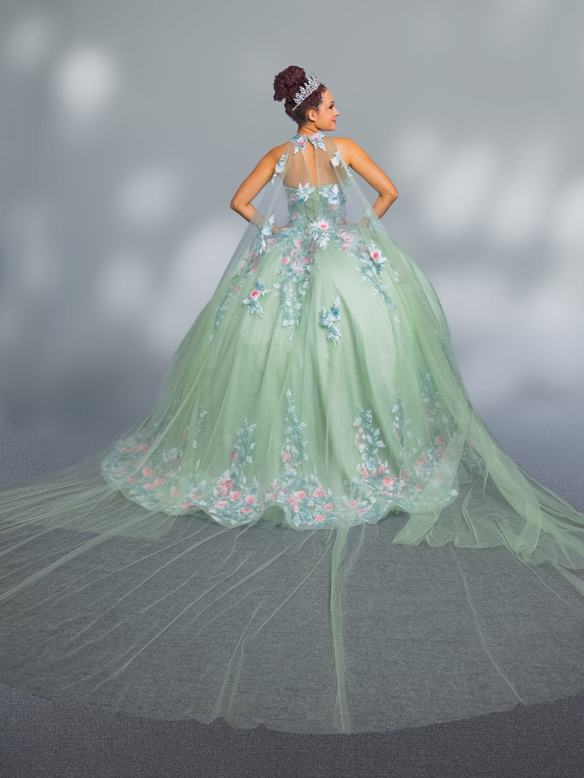 Applique Strapless Cape Ball Gown by Calla SCL-30004 - product image 2