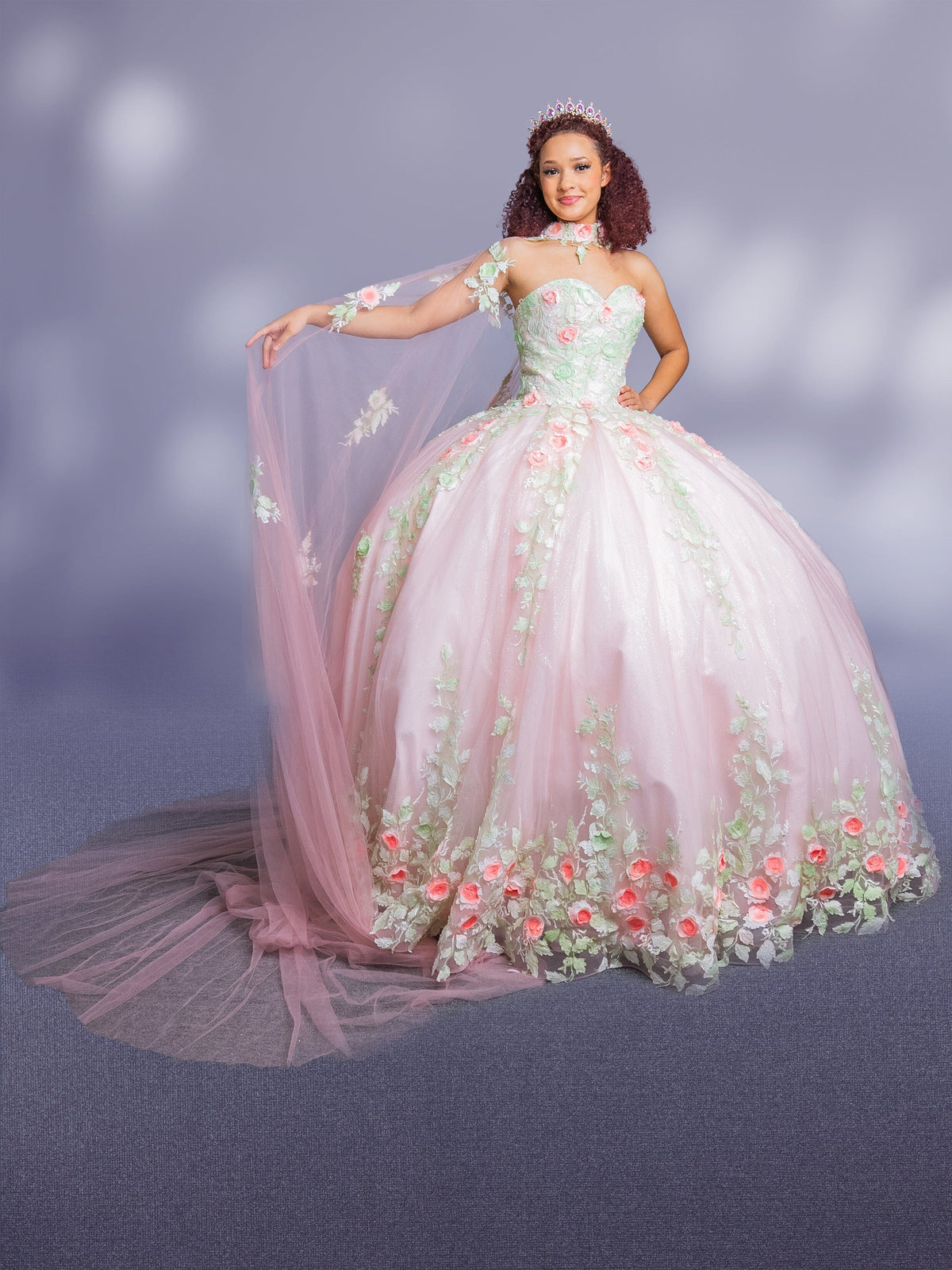 Applique Strapless Cape Ball Gown by Calla SCL-30004 - product image 3