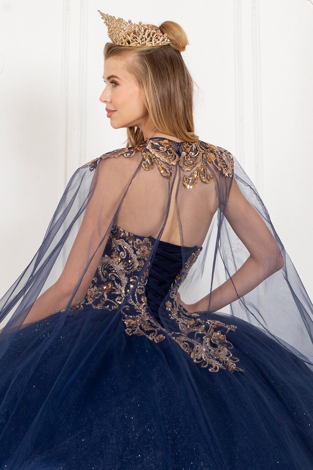 Applique Strapless Cape Ball Gown by Cinderella Couture 8063J - product image 6