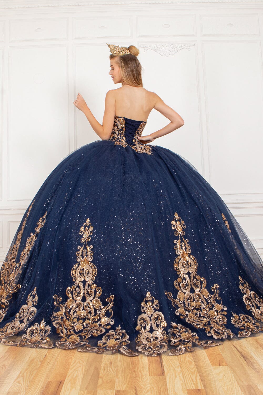 Applique Strapless Cape Ball Gown by Cinderella Couture 8063J - product image 2