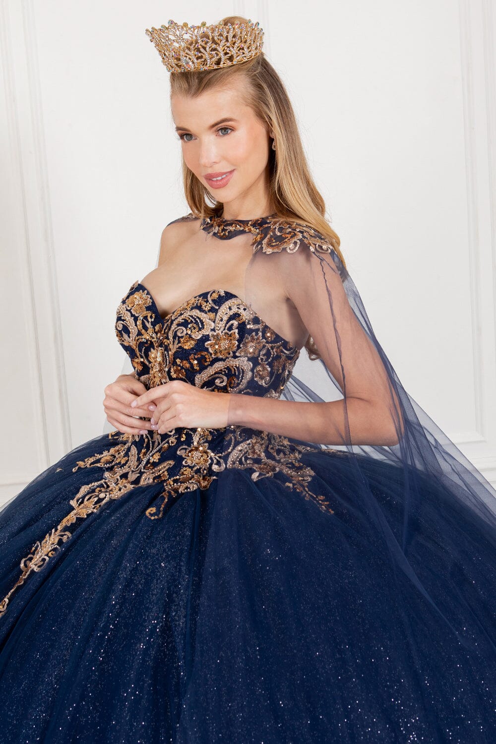 Applique Strapless Cape Ball Gown by Cinderella Couture 8063J - product image 4