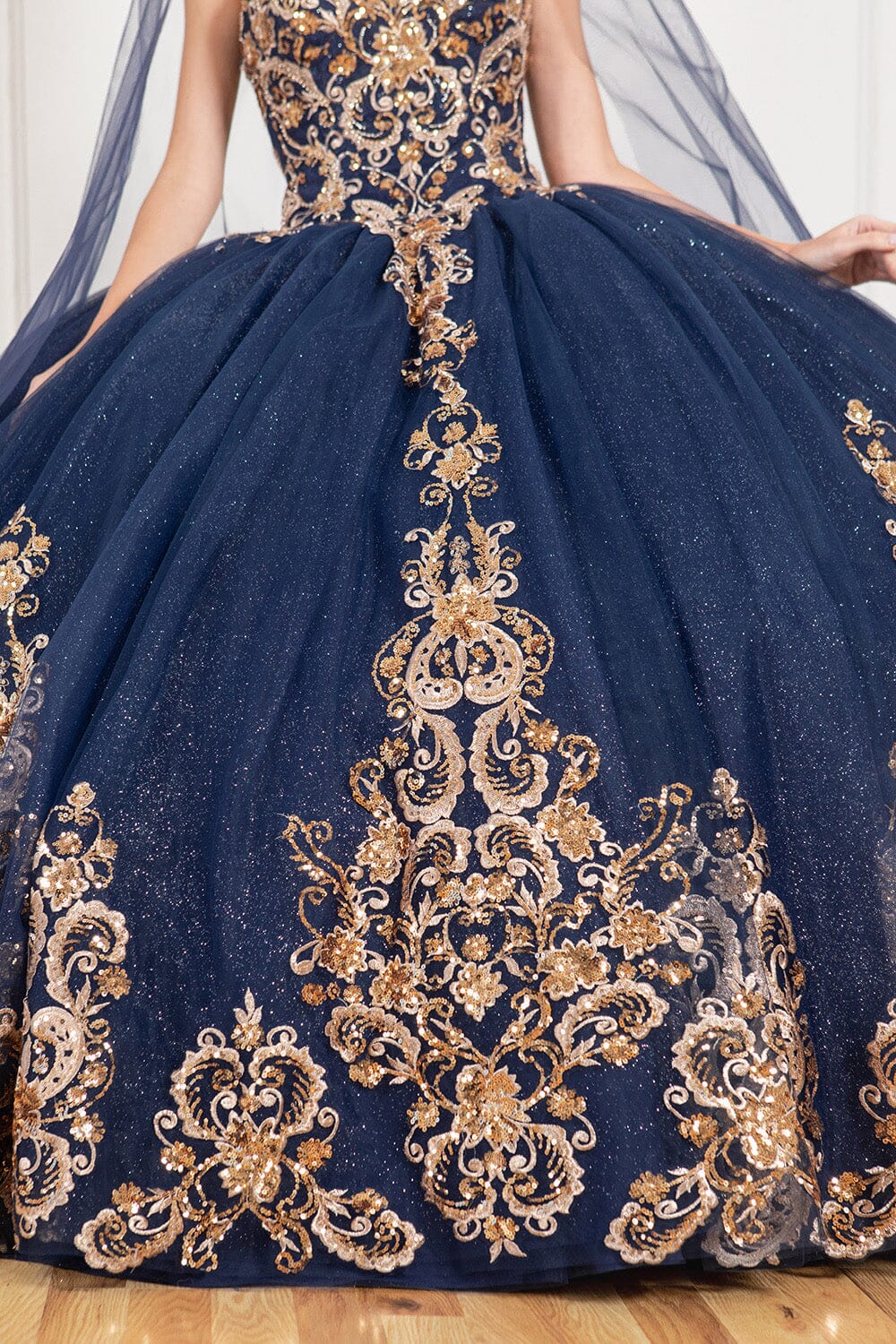 Applique Strapless Cape Ball Gown by Cinderella Couture 8063J - product image 7
