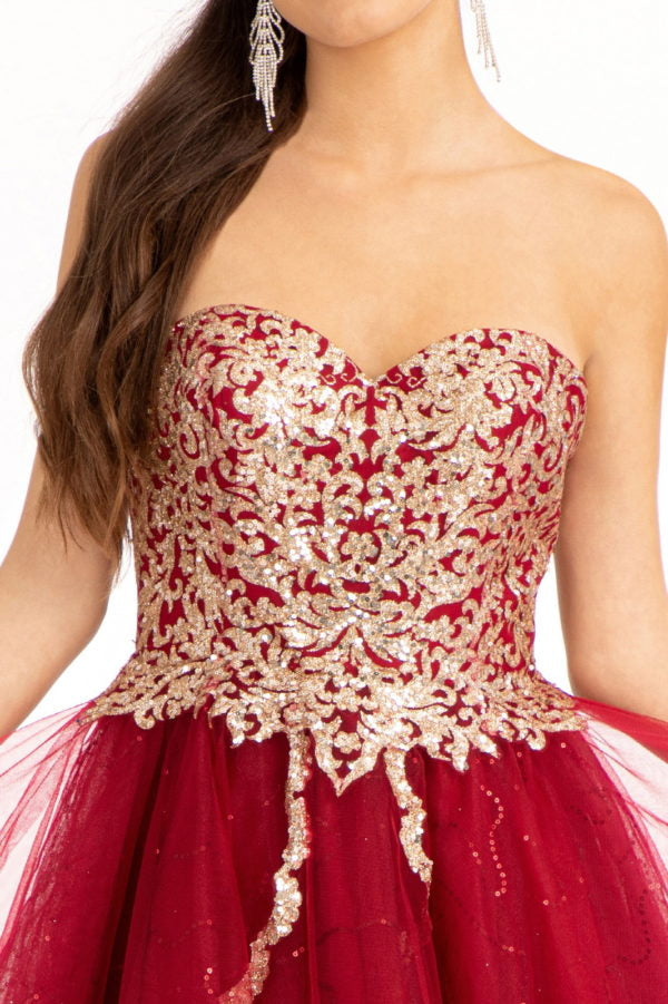 Beaded Bodice Short Strapless Dress by Elizabeth K GS1980 - product image 3