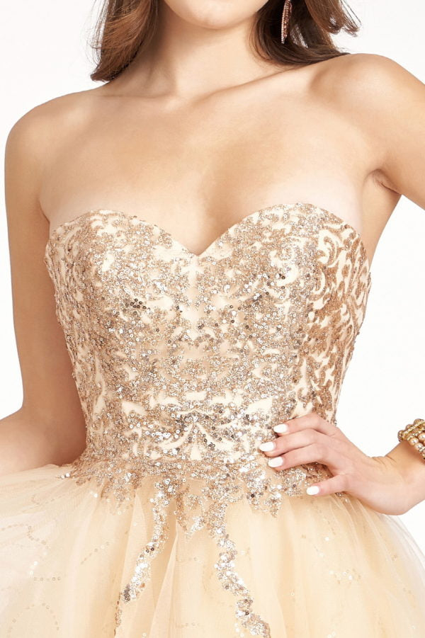 Beaded Bodice Short Strapless Dress by Elizabeth K GS1980 - product image 15