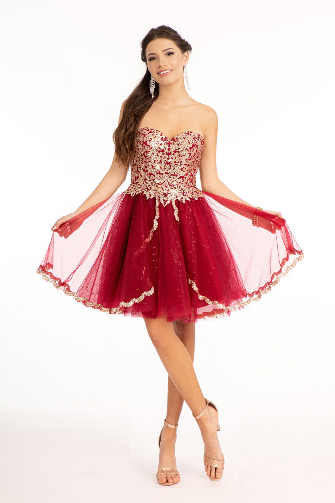 Beaded Bodice Short Strapless Dress by Elizabeth K GS1980 - product image 1