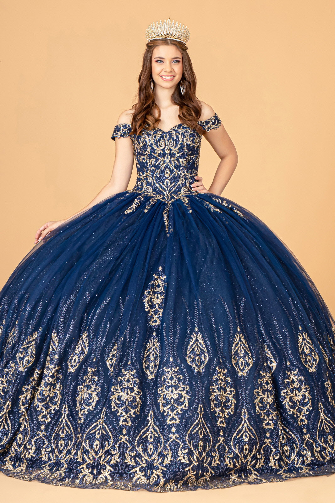 Beaded Off Shoulder Ball Gown by Elizabeth K GL3079 - product image 1