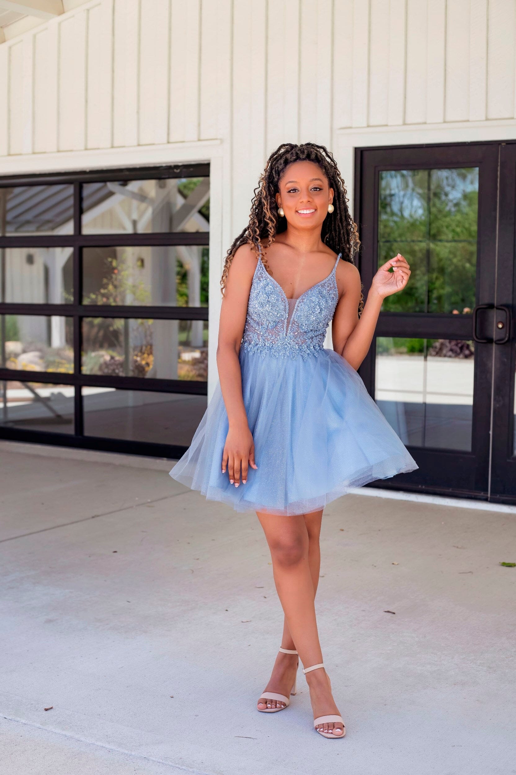 Beaded Short A-line Dress by Cinderella Divine CD0190 - product image 3
