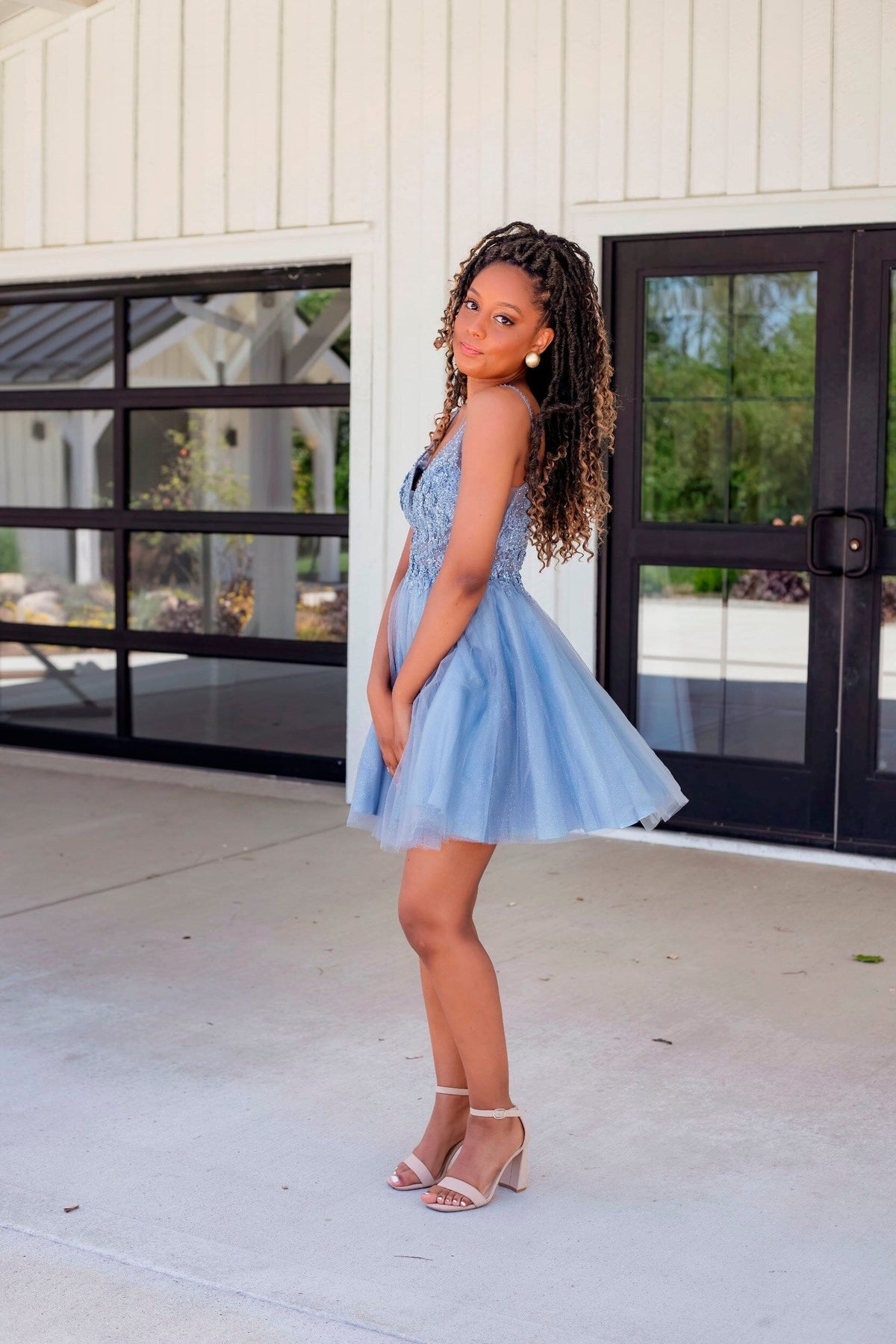 Beaded Short A-line Dress by Cinderella Divine CD0190 - product image 4