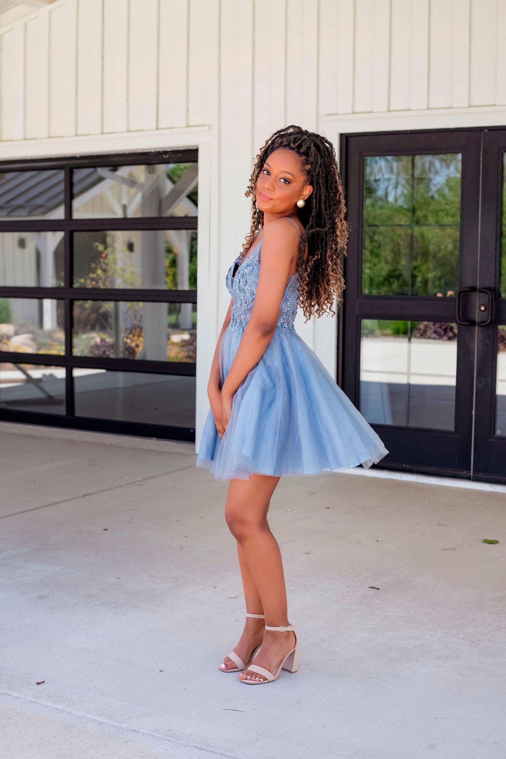 Beaded Short A-line Dress by Cinderella Divine CD0190 - product image 4