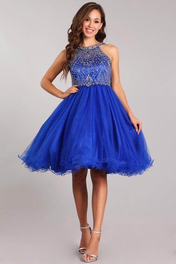 Beaded Short Halter Dress with Ruffled Skirt by Cinderella Couture 5022 - product image 1