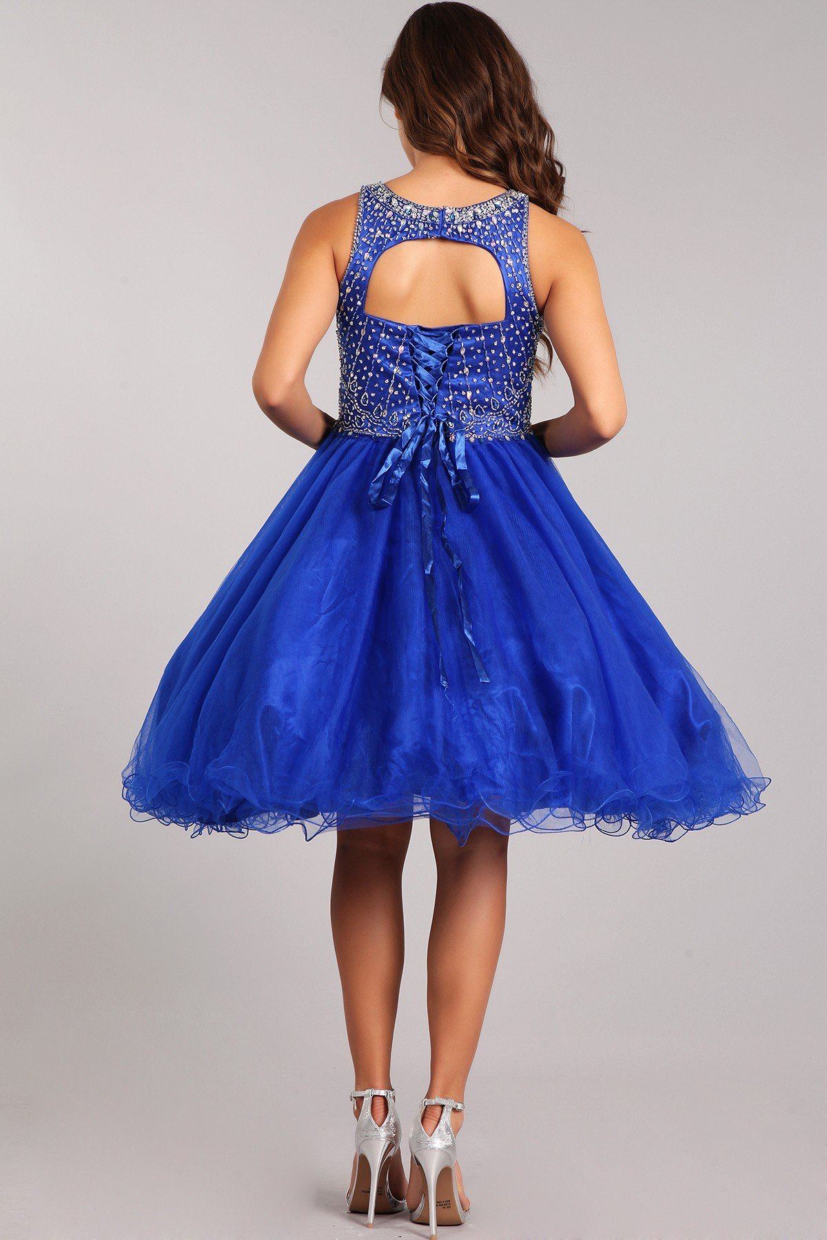 Beaded Short Halter Dress with Ruffled Skirt by Cinderella Couture 5022 - product image 3
