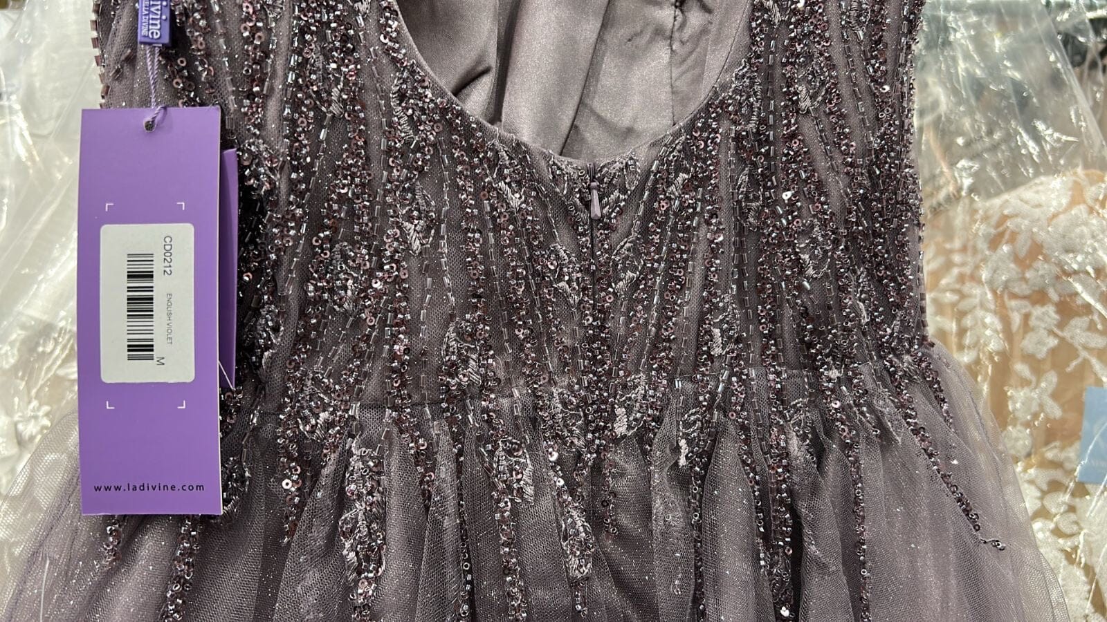 Beaded Short Sleeveless Glitter Dress by Ladivine CD0212 - product image 7