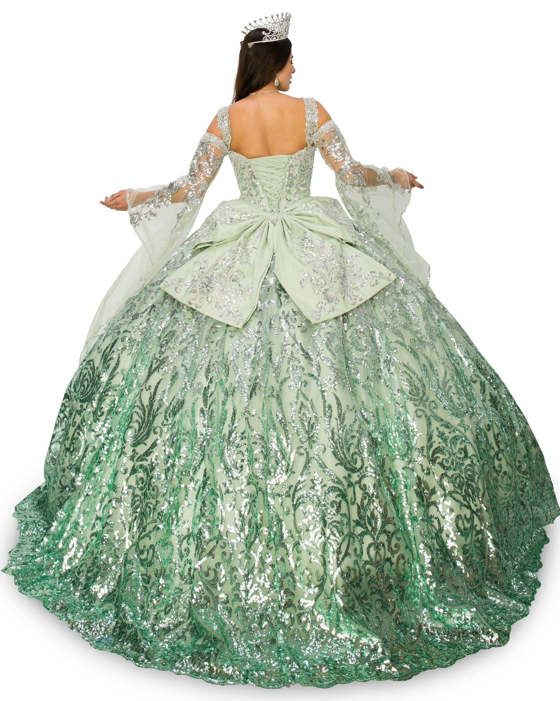 Bell Sleeve Cold Shoulder Ball Gown by Cinderella Couture 8080J - product image 10