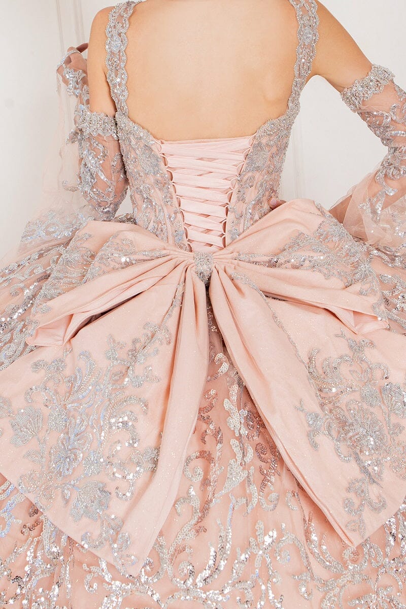 Bell Sleeve Cold Shoulder Ball Gown by Cinderella Couture 8080J - product image 8
