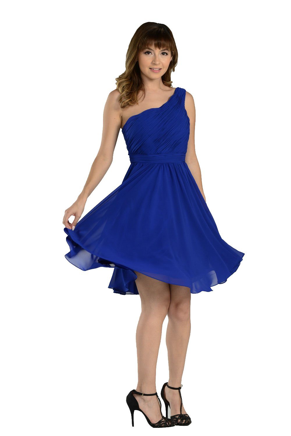 Blue Short One Shoulder Ruched Dress by Poly USA - product image 1