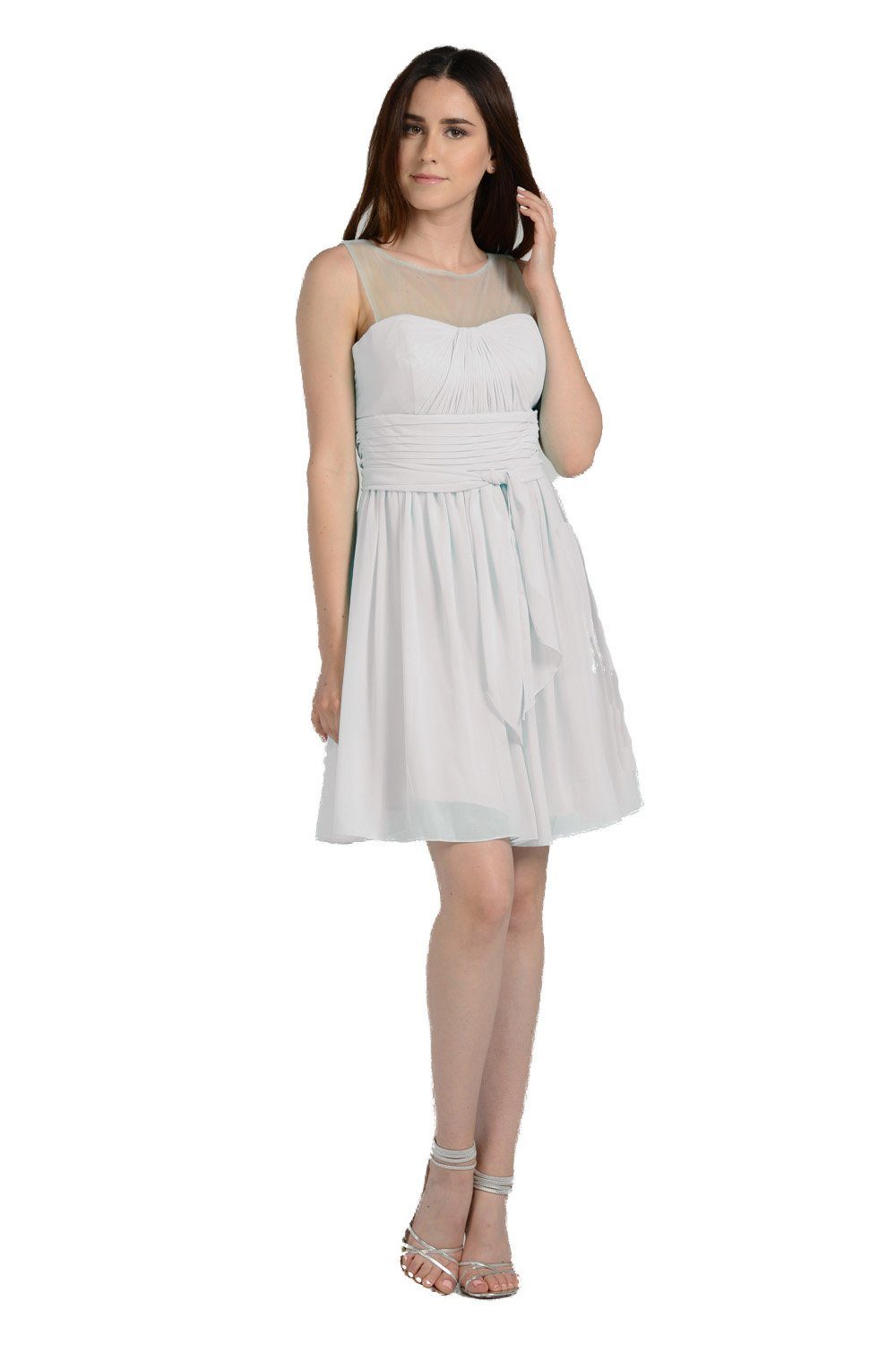 Blush Pink Short Sleeveless Illusion Dress with Bow by Poly USA - product image 10