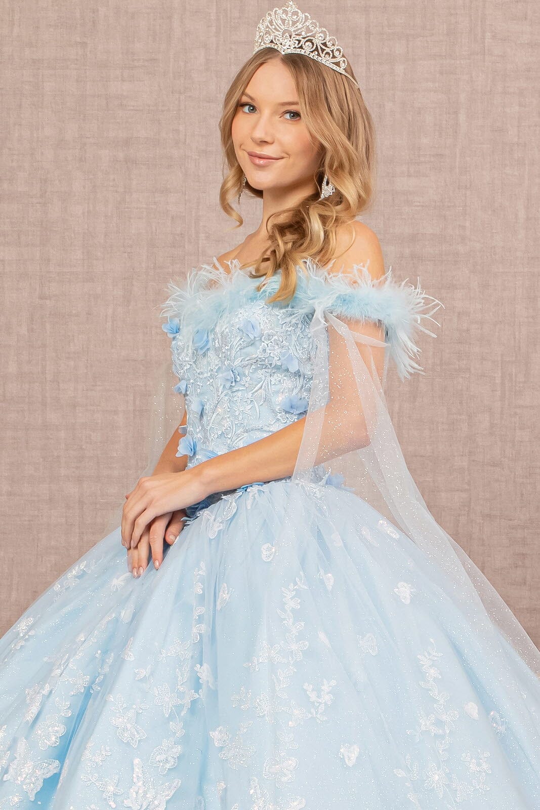Butterfly Print Off Shoulder Ball Gown by Elizabeth K GL3166 - product image 3