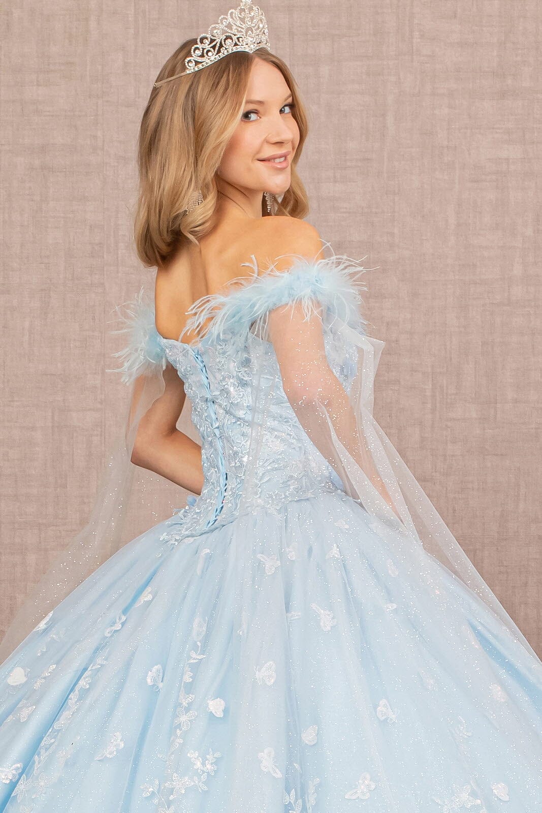 Butterfly Print Off Shoulder Ball Gown by Elizabeth K GL3166 - product image 4