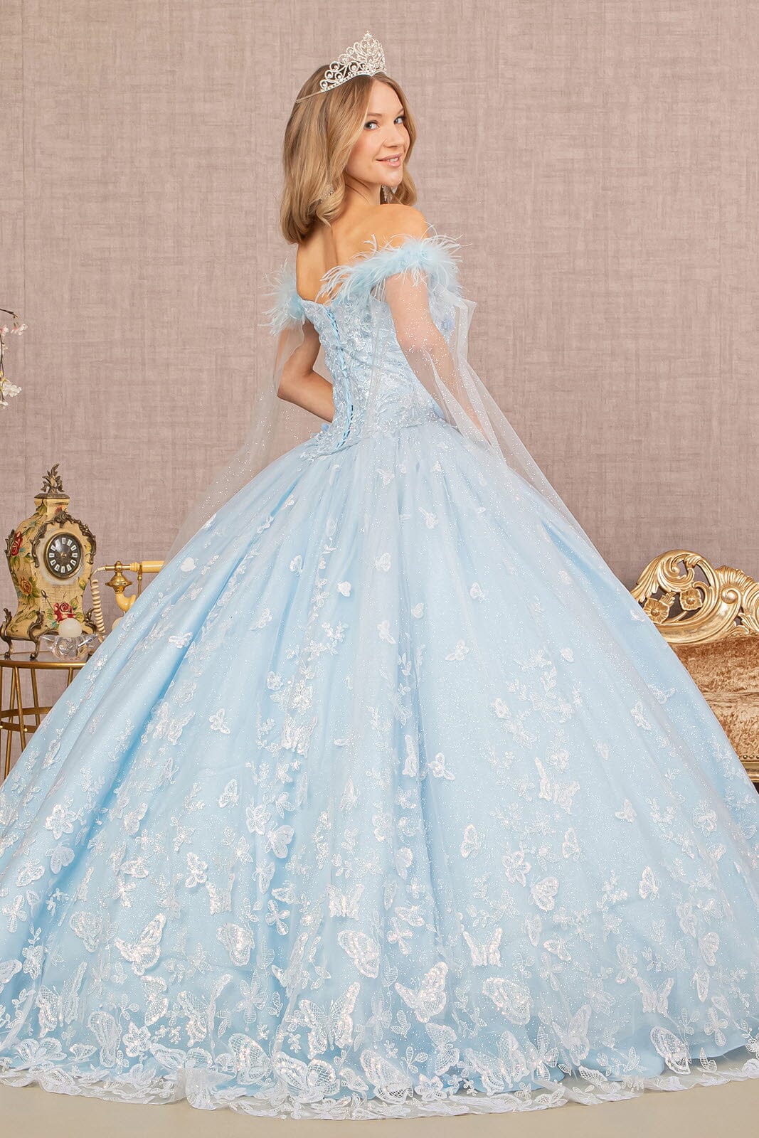 Butterfly Print Off Shoulder Ball Gown by Elizabeth K GL3166 - product image 2
