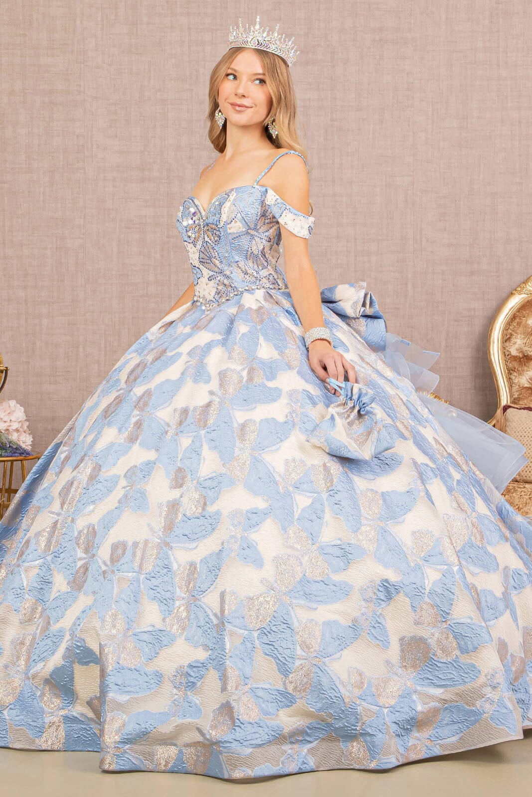 Butterfly Print Ruffled Ball Gown by Elizabeth K GL3174 - product image 5