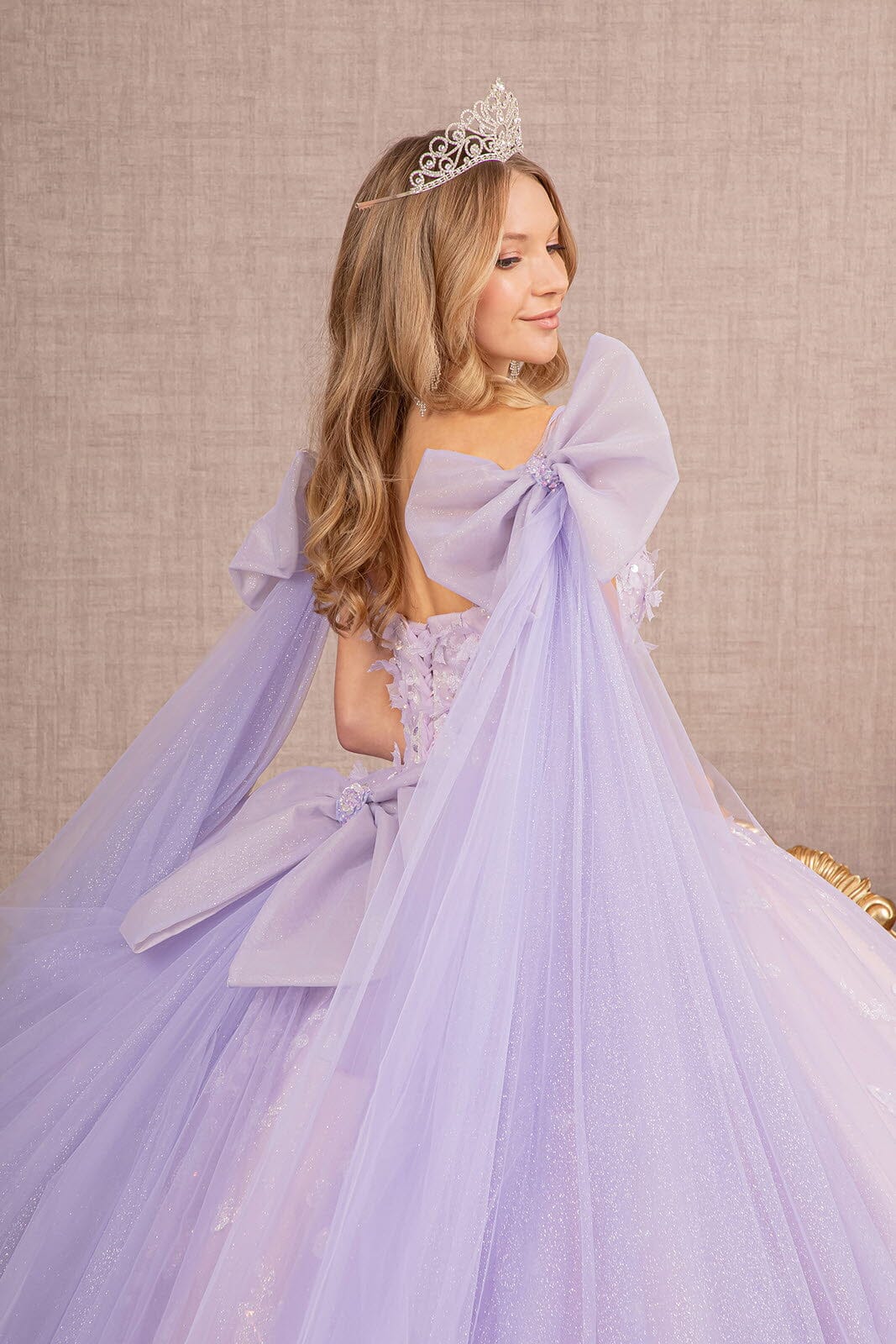Butterfly Ribbon Sleeve Ball Gown by Elizabeth K GL3175 - product image 4