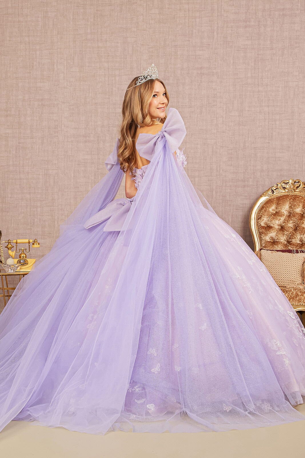 Butterfly Ribbon Sleeve Ball Gown by Elizabeth K GL3175 - product image 2