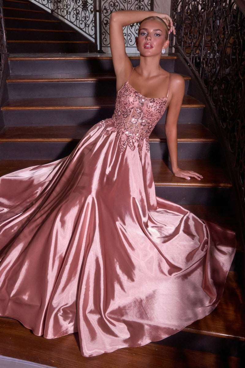Satin & Lace A-Line Dress by Ladivine C179
