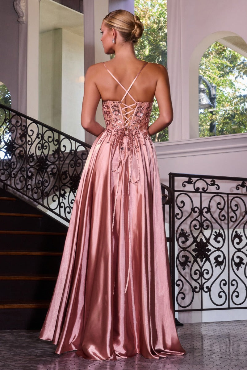 Satin & Lace A-Line Dress by Ladivine C179
