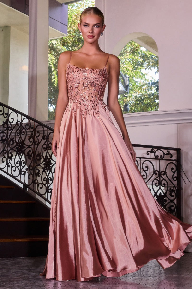 Satin & Lace A-Line Dress by Ladivine C179