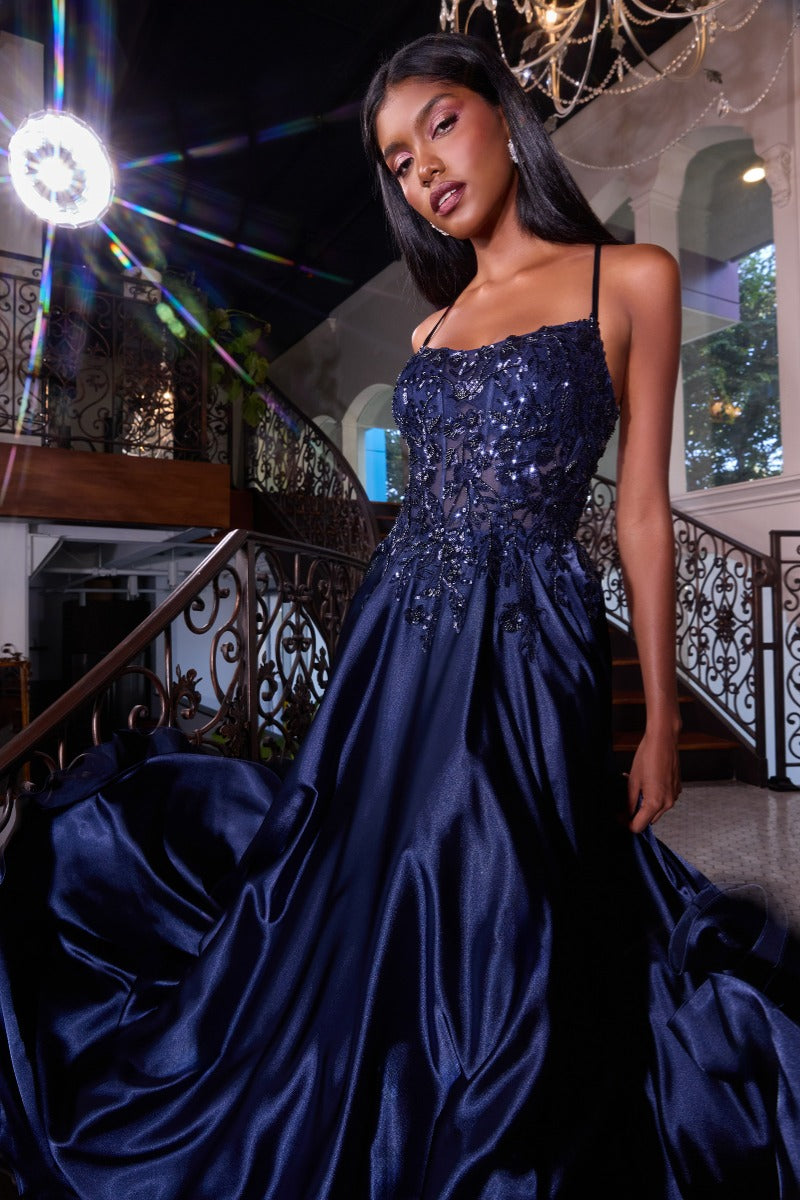 Satin & Lace A-Line Dress by Ladivine C179