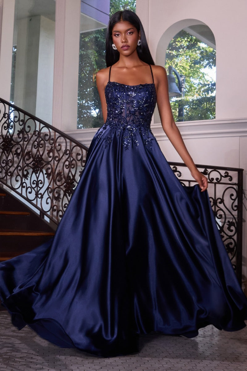 Satin & Lace A-Line Dress by Ladivine C179