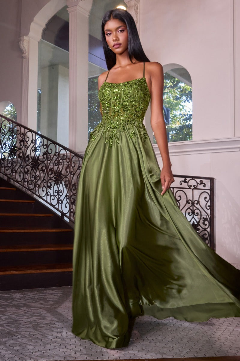 Satin & Lace A-Line Dress by Ladivine C179