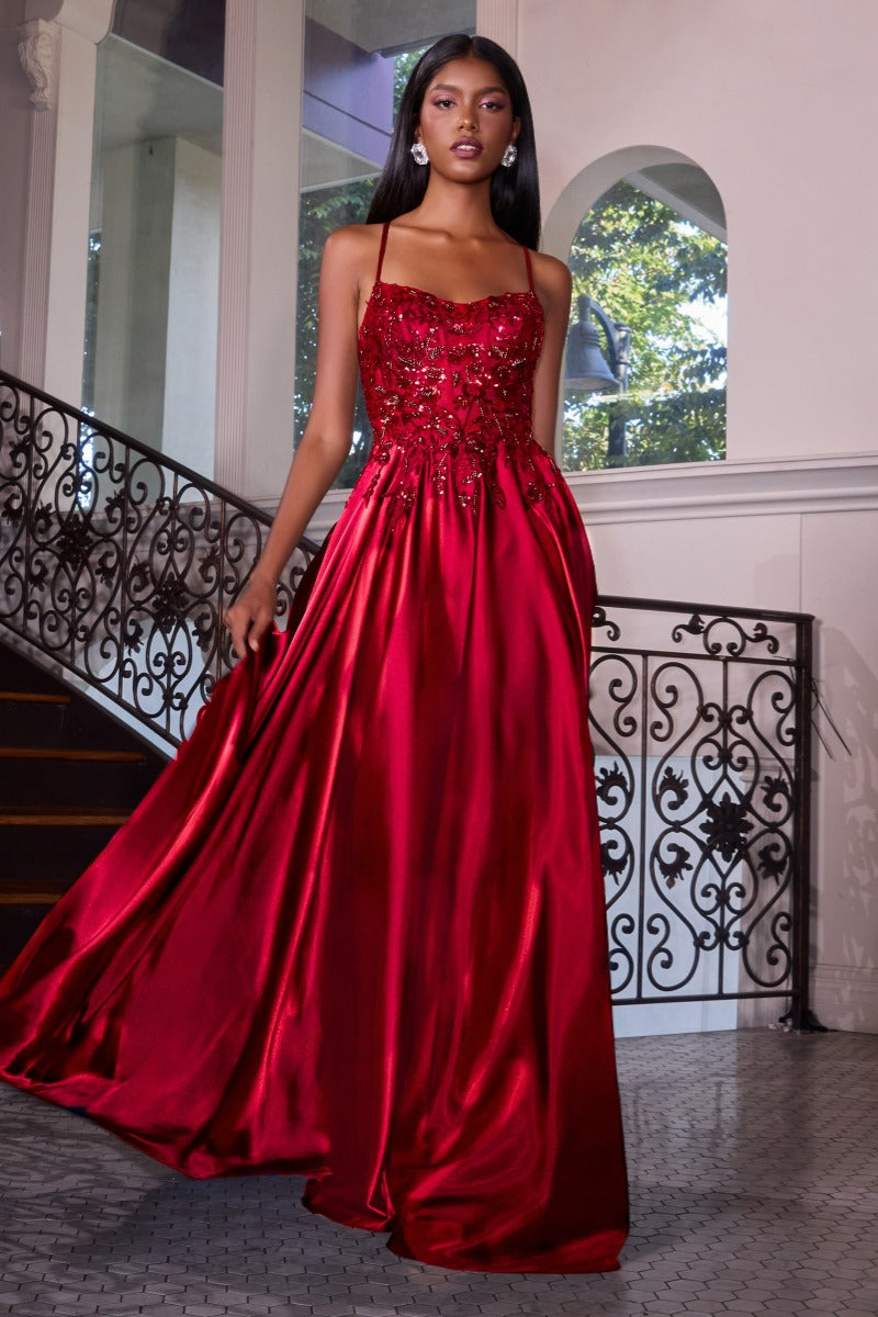Satin & Lace A-Line Dress by Ladivine C179