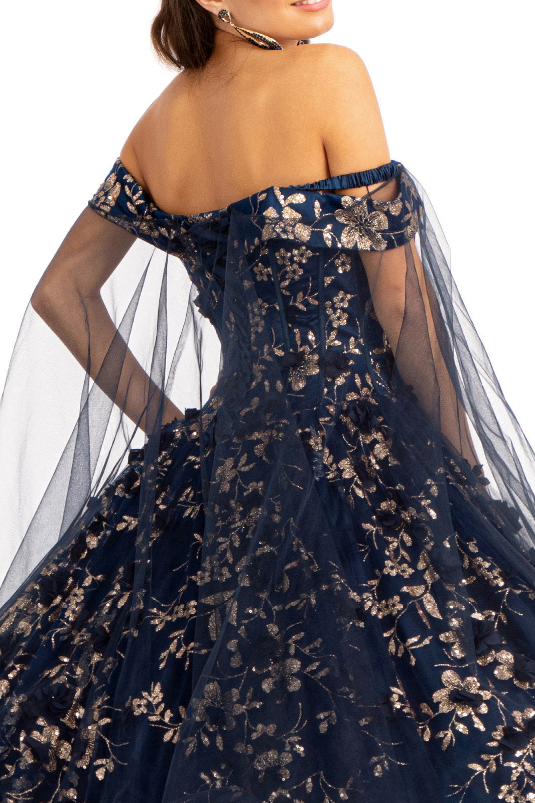 3D Floral Cape Sleeve Ball Gown by Elizabeth K GL1970 - product image 10