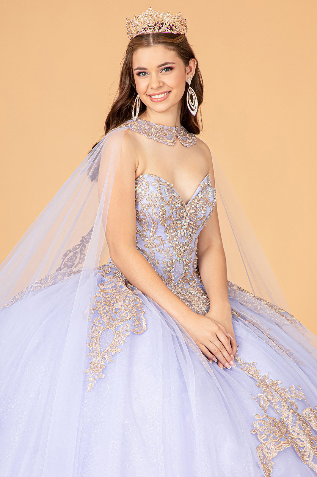 Cape Strapless Glitter Ball Gown by Elizabeth K GL3078 - product image 8