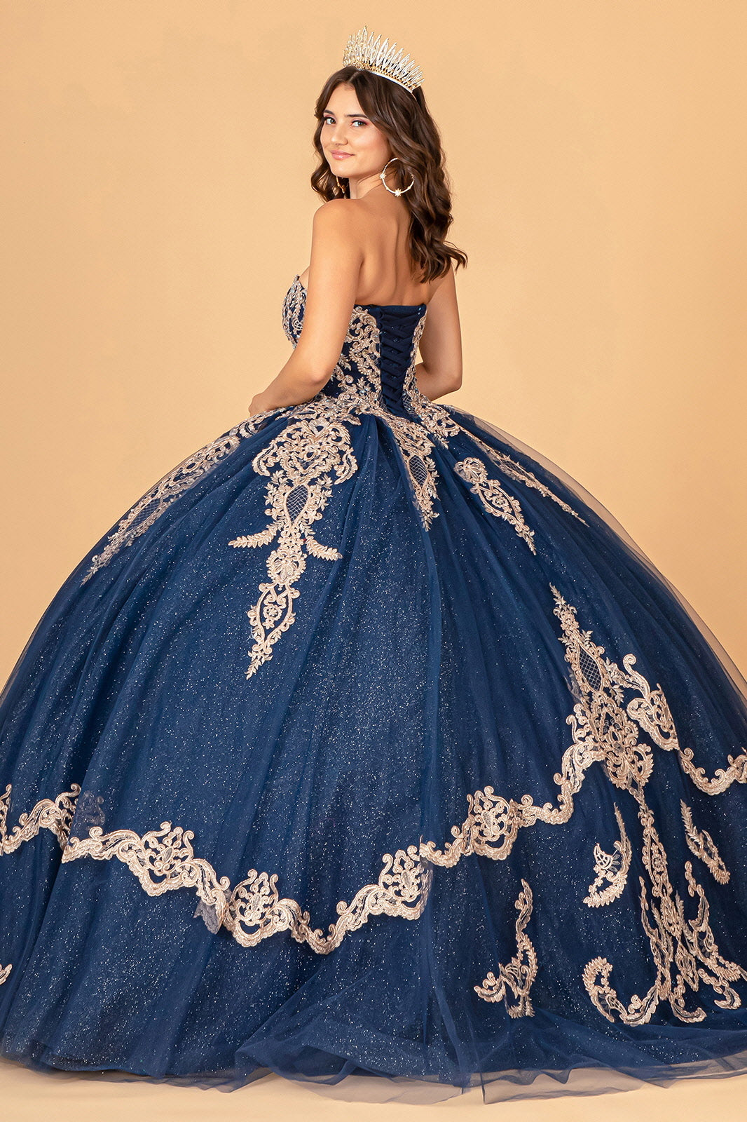 Cape Strapless Glitter Ball Gown by Elizabeth K GL3078 - product image 15