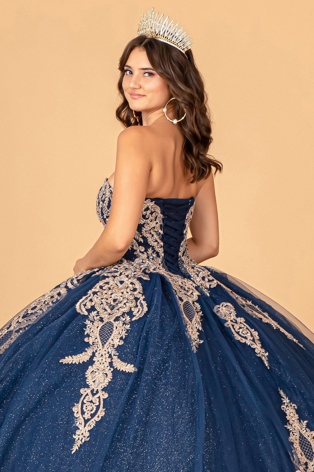 Cape Strapless Glitter Ball Gown by Elizabeth K GL3078 - product image 17