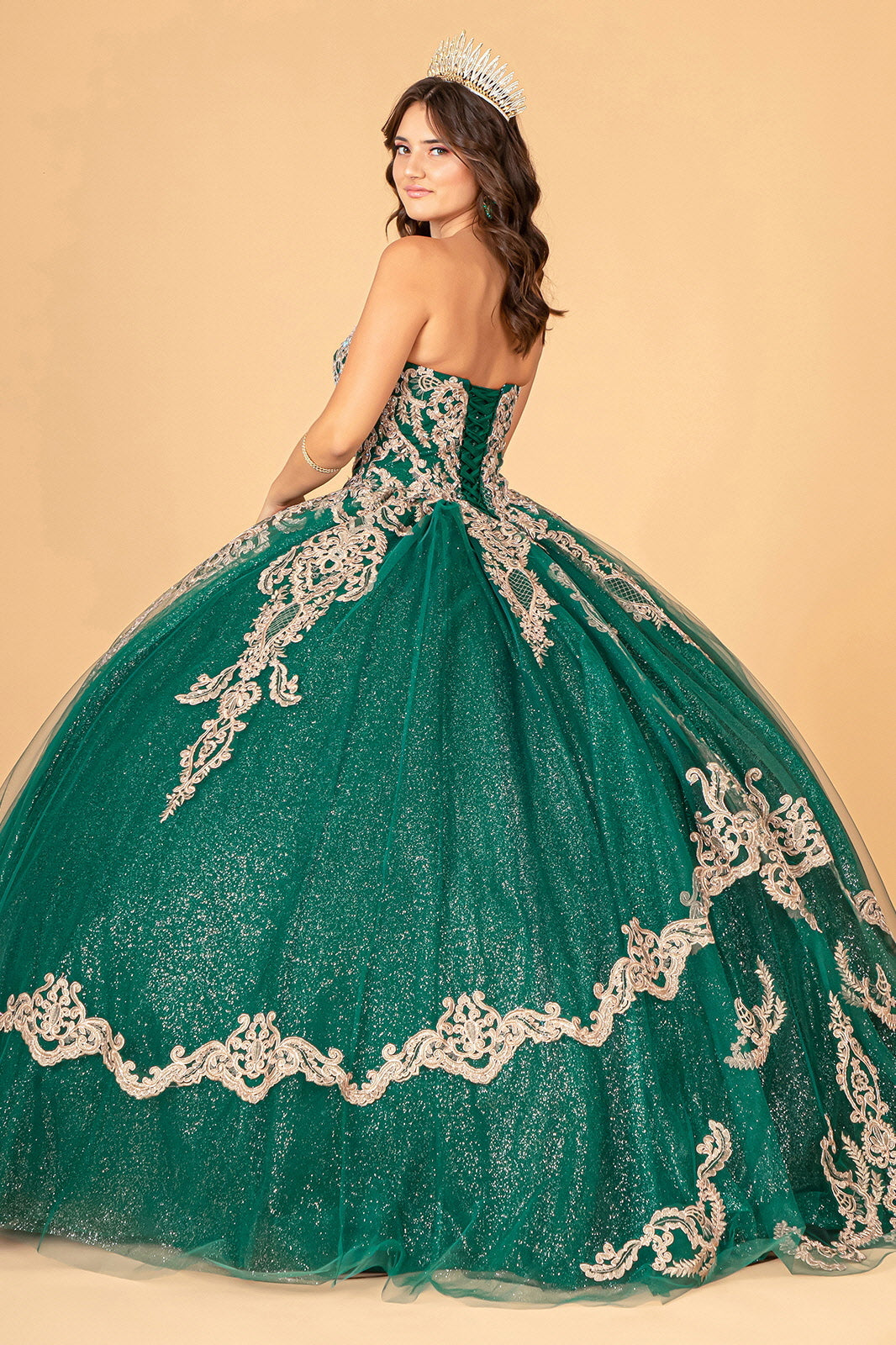 Cape Strapless Glitter Ball Gown by Elizabeth K GL3078 - product image 11